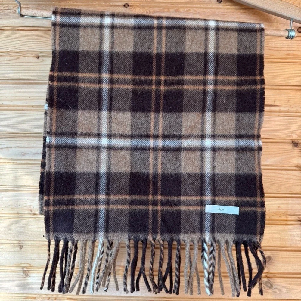 Abraham Moon & Sons Scarf Elgin Tartan Plaid Lambswool Made British Isles Unisex